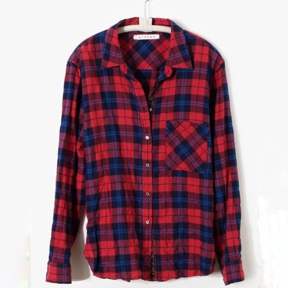 NWOT XiRENA Ashton bottom down plaid  shirt size S - Picture 7 of 9